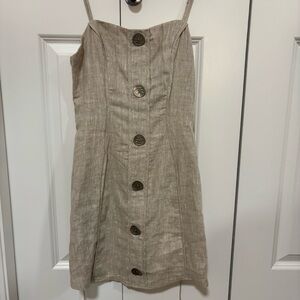 Selfie Leslie Beige Button-Front Mini Dress
